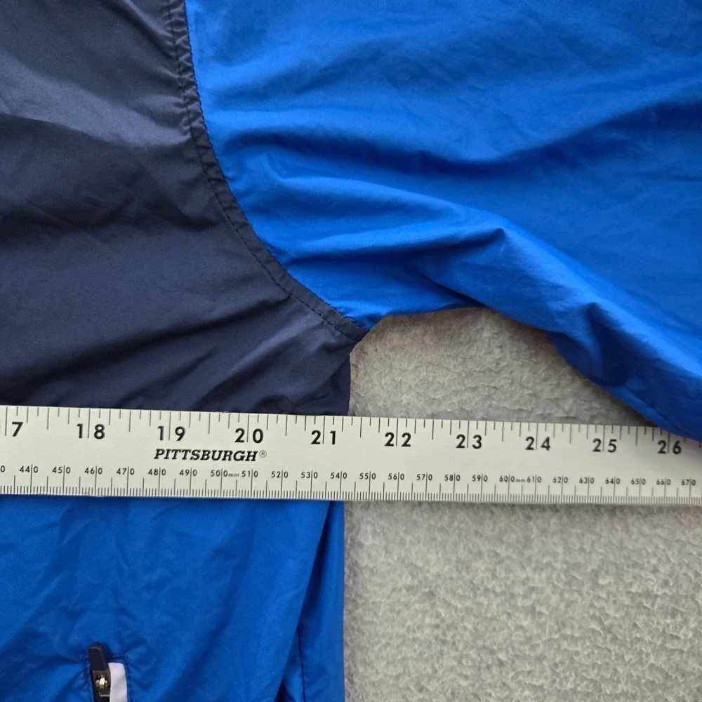The North Face Men Jacket Medium Blue‎ Colorblock Windbreaker Full Zip Hooded